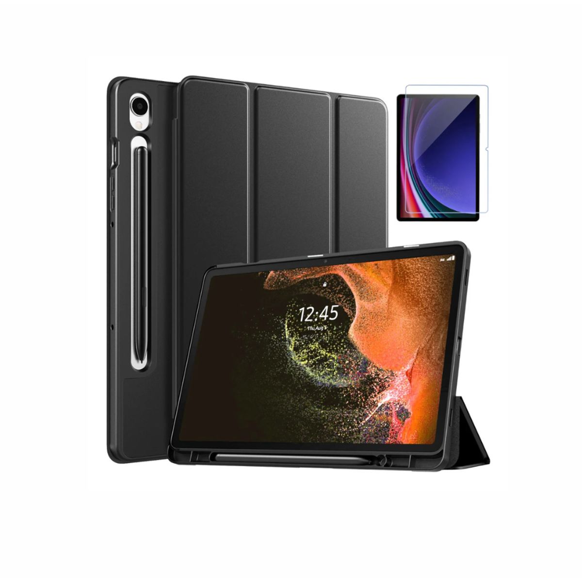 SPACE - Funda Smart cover Samsung  S10 - S10 FE  color negro + mica de vidrio