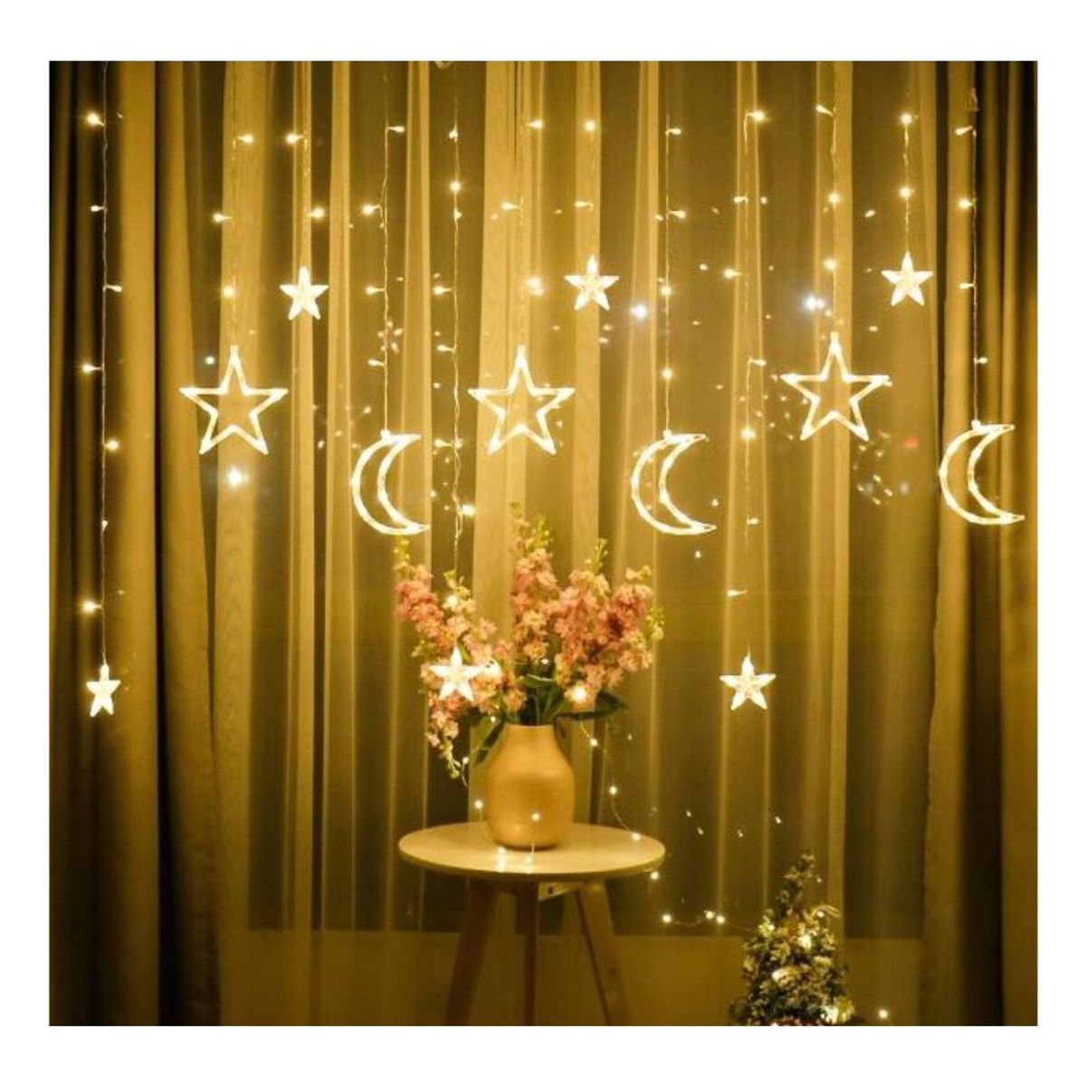 GENERICO - GUIRNALDA DE LUCES LED CON FORMA DE ESTRELLA Y LUNA