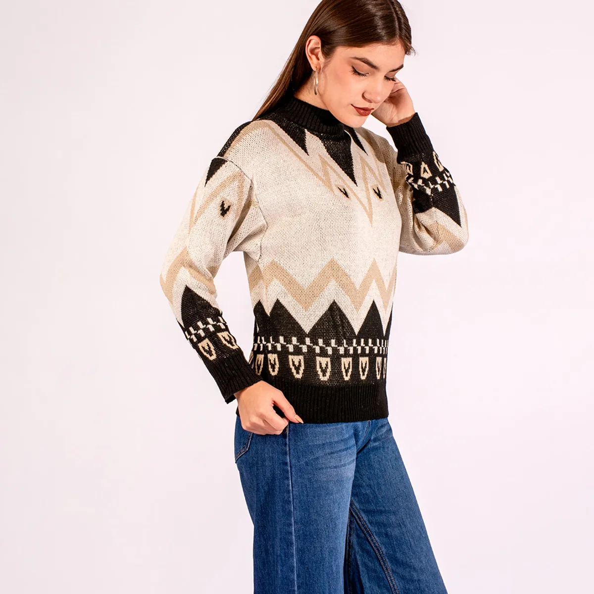 LANA LINA - Chompa de alpaca jersey Deborah tejida mujer.