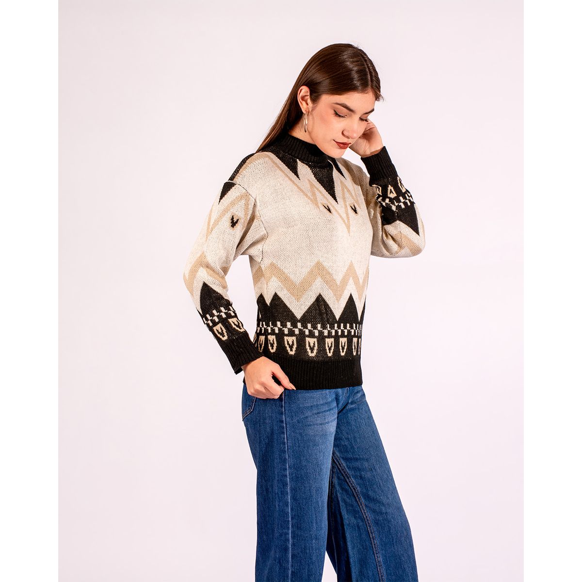 LANA LINA - Chompa de alpaca jersey Deborah tejida mujer.