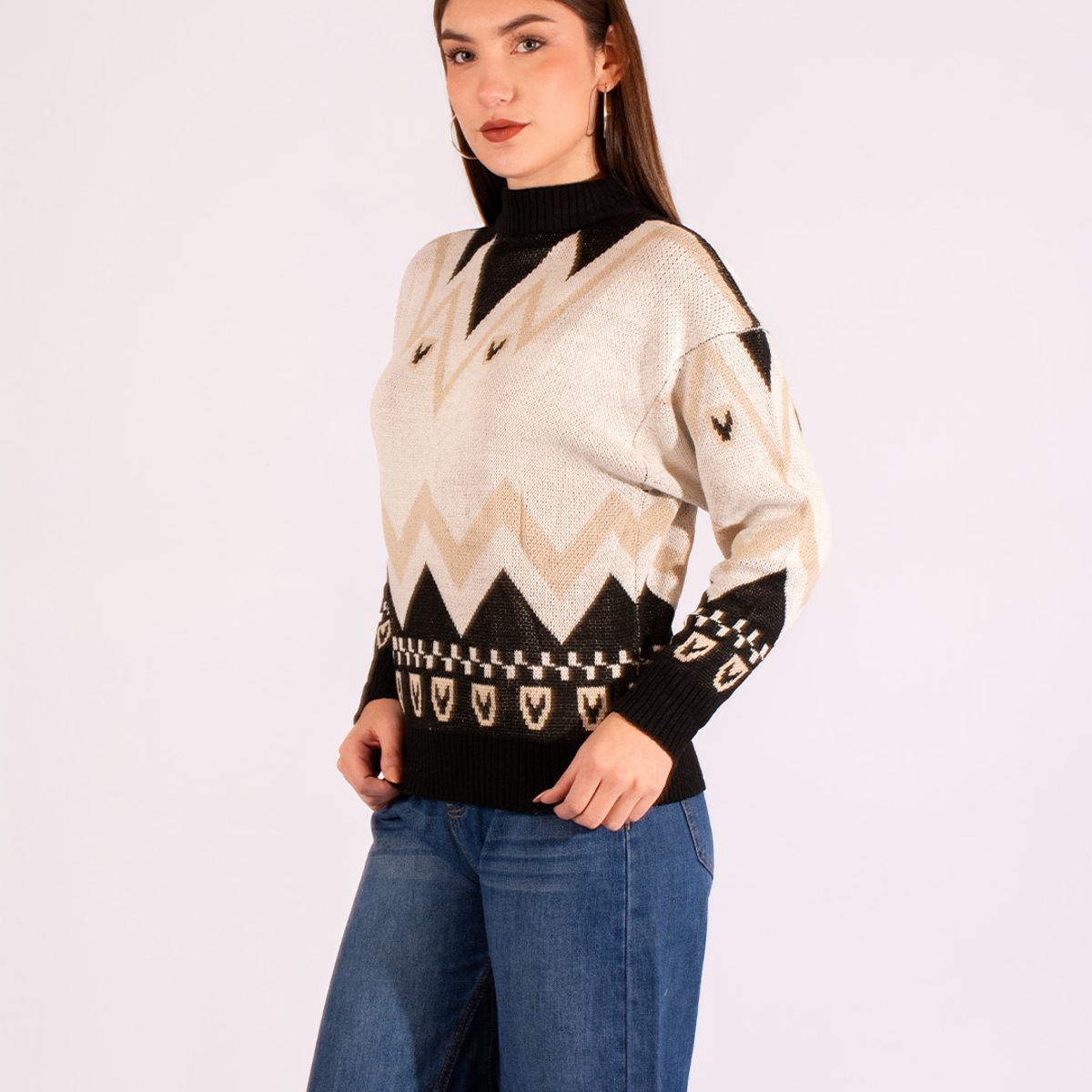 LANA LINA - Chompa de alpaca jersey Deborah tejida mujer.