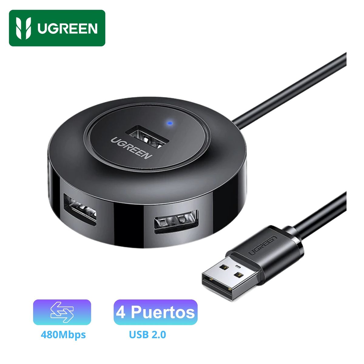 UGREEN - Hub Ugreen de 4 Puertos USB 20 Adaptador Portable Adaptador de Alta  Velocidad 480 Mbps