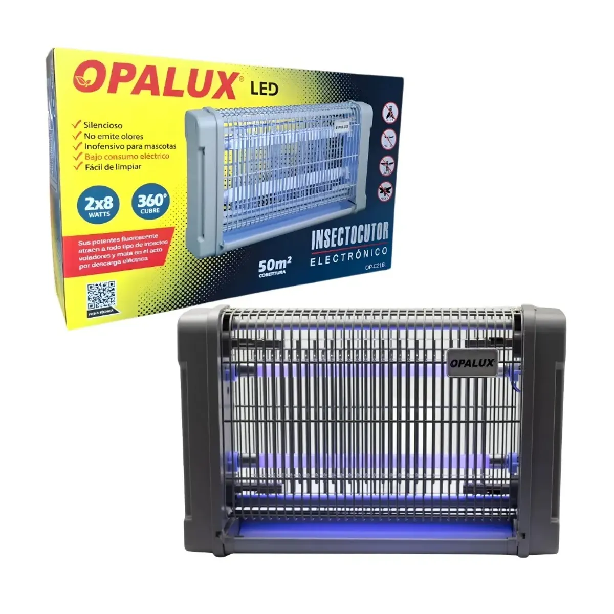 OPALUX - Insectocutor Electrónico Uv 16w Opalux OP-C216  OP-C216L