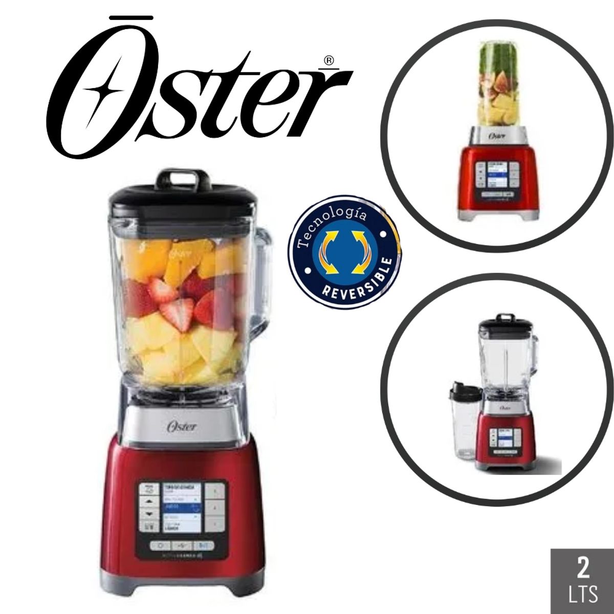 OSTER - LICUADORA 2LT OSTER + VASO PORTATIL BLEND NGO COLOR ROJO