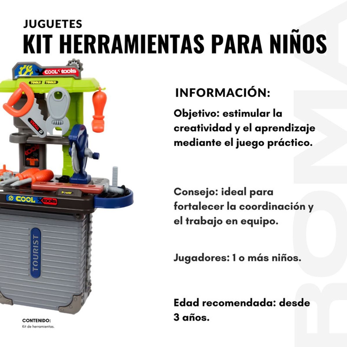 GENERICO - JUGUETE KIT DE HERRAMIENTAS PARA NIÑOS