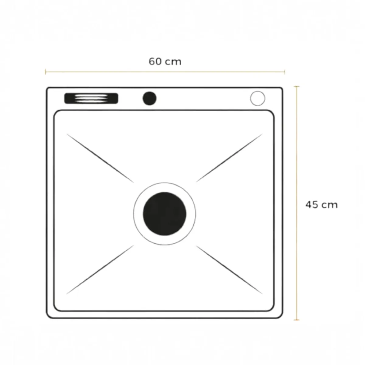 DECOR - Lavadero Multifuncional de Cocina 60x45x23 Mezcladora y porta cuchillos Acero SS304 Negro Mate