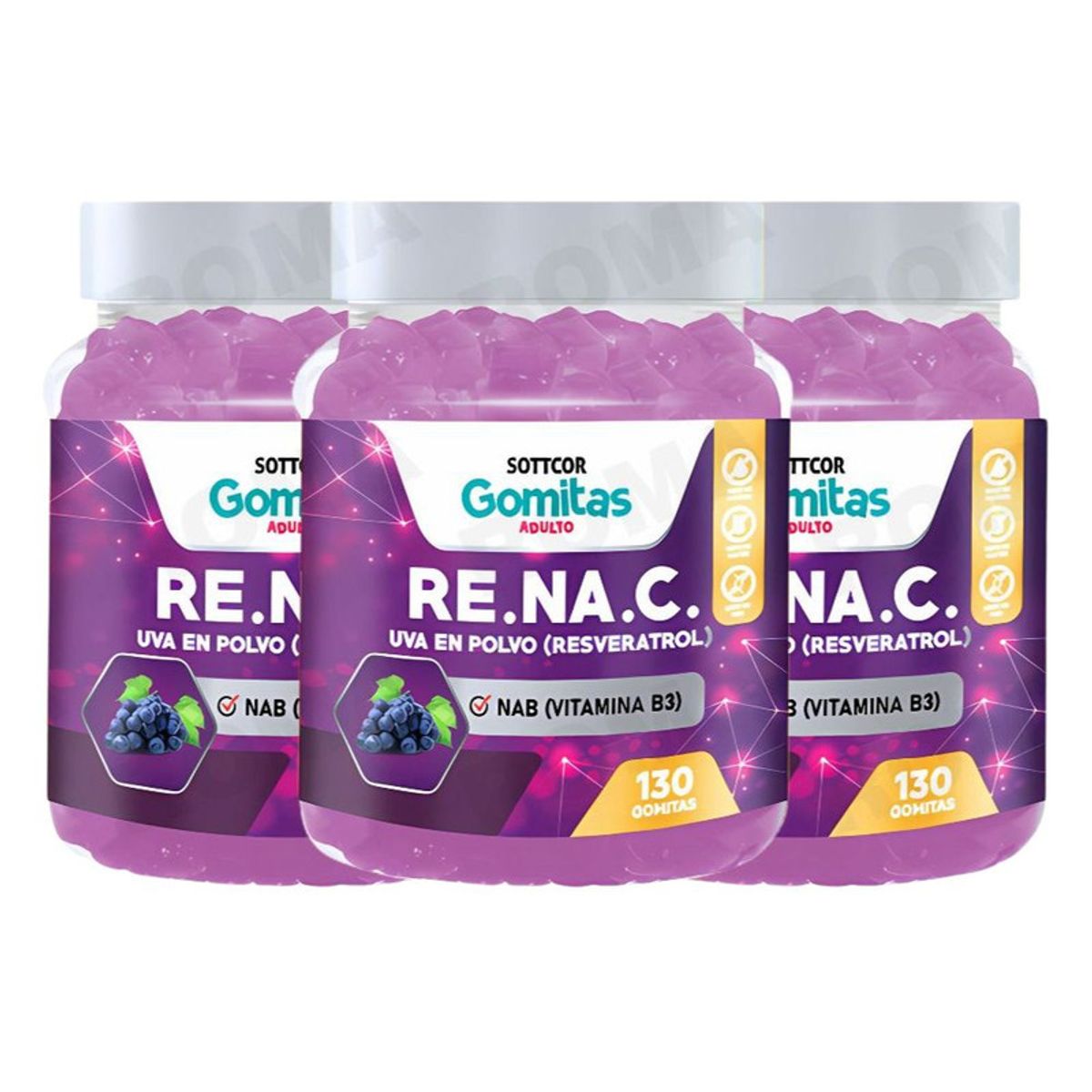 GENERICO - PACK 3 GOMITAS  RESVERATROL 390UND