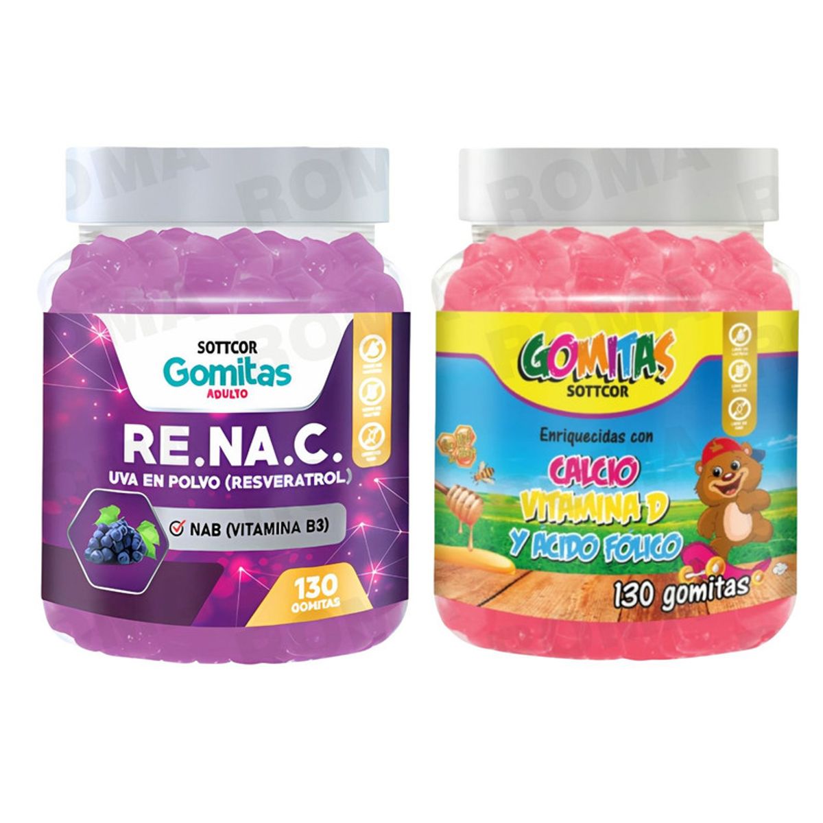 SOTTCOR LABS - GOMITAS RESVERATROL 130UND + GOMITAS CALCIO NIÑOS 130UND