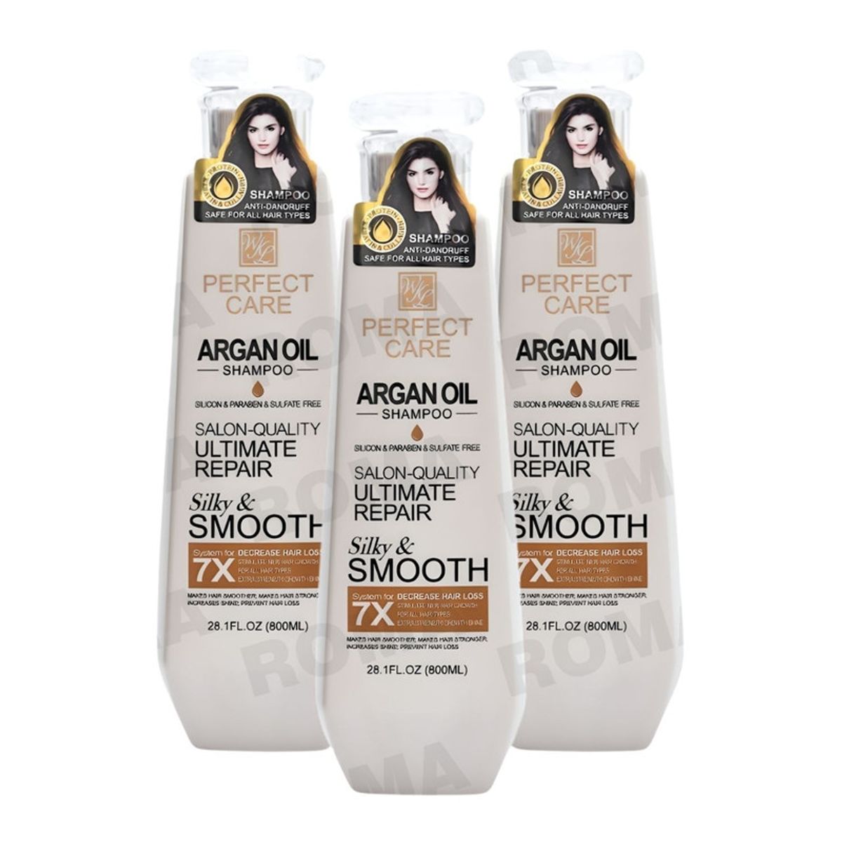 GENERICO - PACK 3 SHAMPOO ACEITE DE ARGÁN 800ML PERFECT CARE