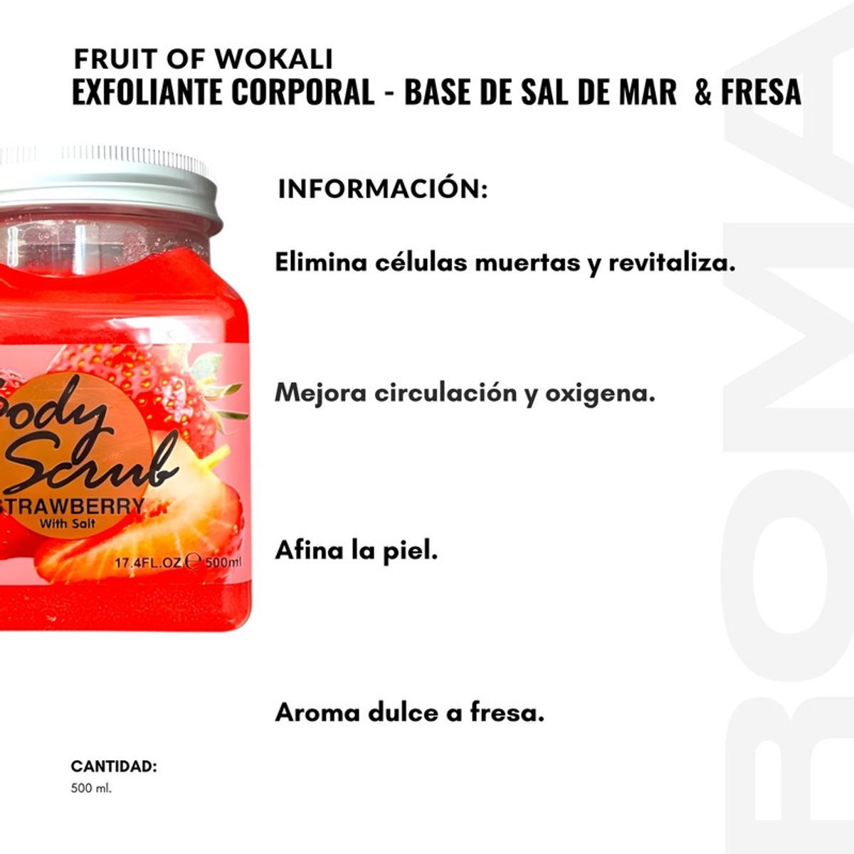 WOKALI - PACK 2 EXFOLIANTE CORPORAL BASE DE SAL DE MAR Y FRESA 500ML WOKALI