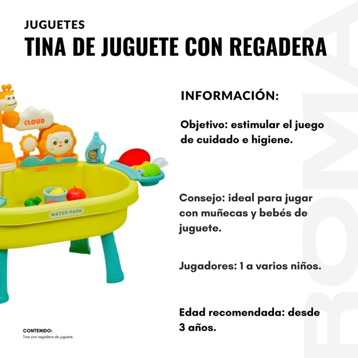 GENERICO - TINA DE JUGUETE CON REGADERA