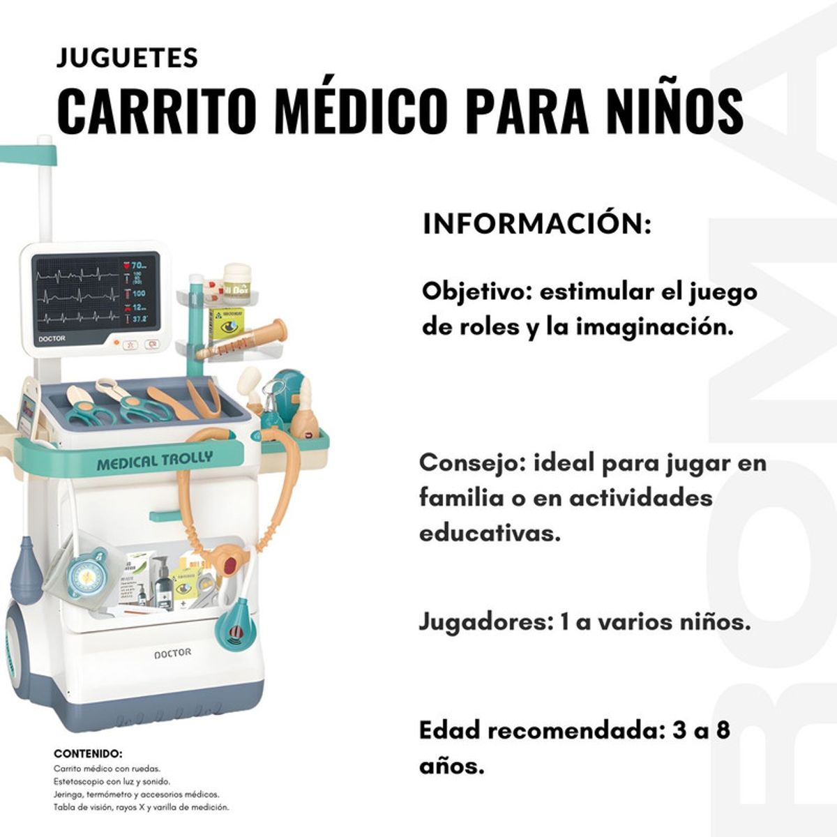 GENERICO - JUGUETE CARRITO MÉDICO PARA NIÑOS