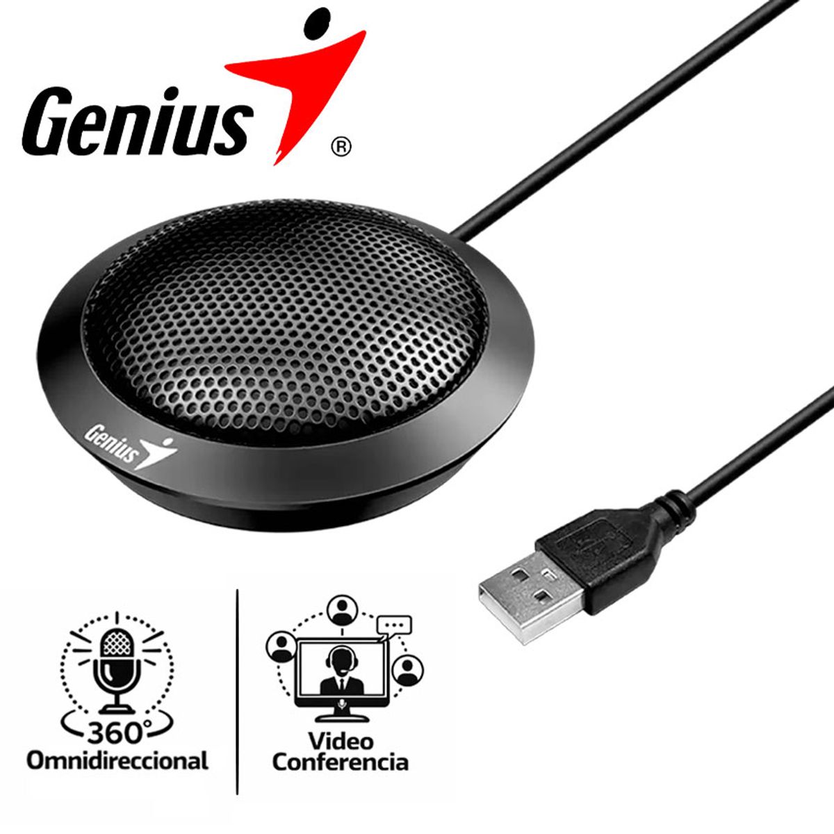 GENIUS - MICROFONO GENIUS MIC-100U PVIDEO CONFERENCIA BLACK 31700001400