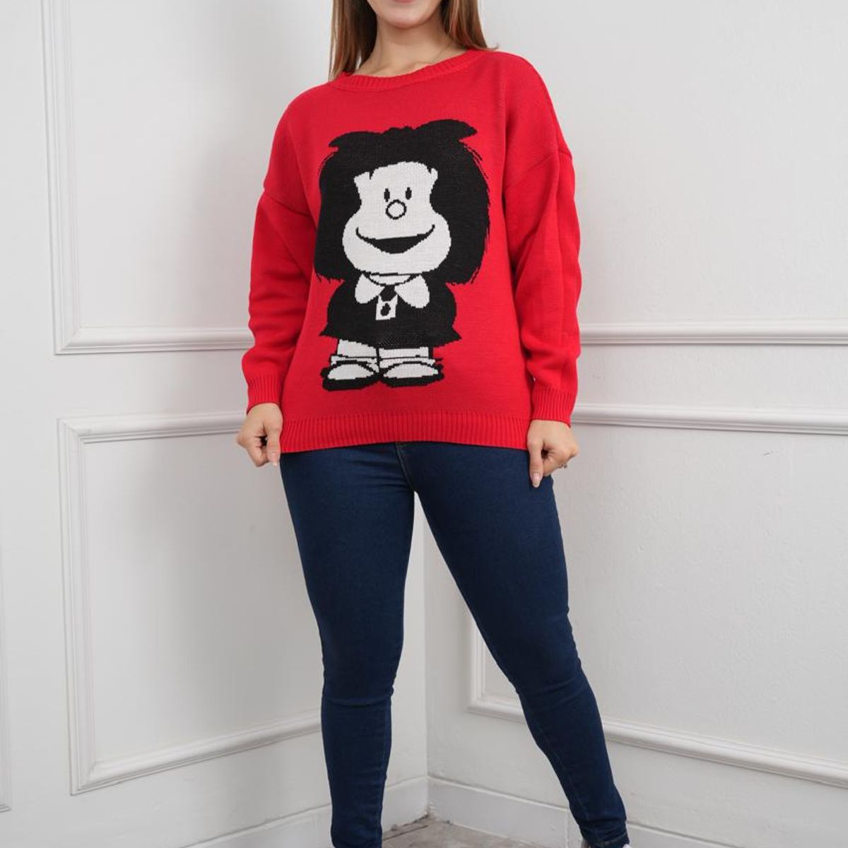 GENERICO - Chompa Mujer diseño mafalda  - Nathalie Love It - Rojo