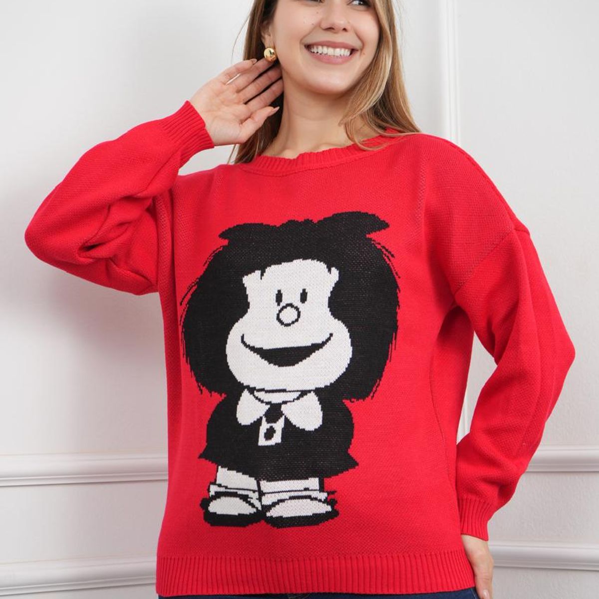 GENERICO - Chompa Mujer diseño mafalda  - Nathalie Love It - Rojo