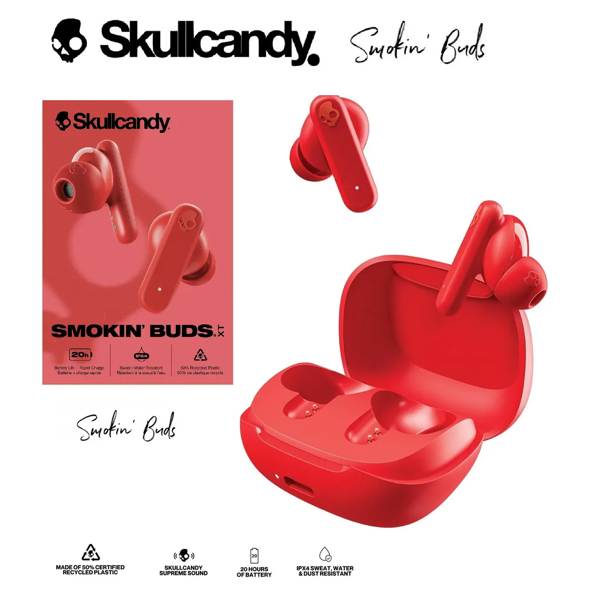 SKULLCANDY - Skullcandy Smokin Buds Audifonos Bluetooth TWS Flame -No Dime Jib True