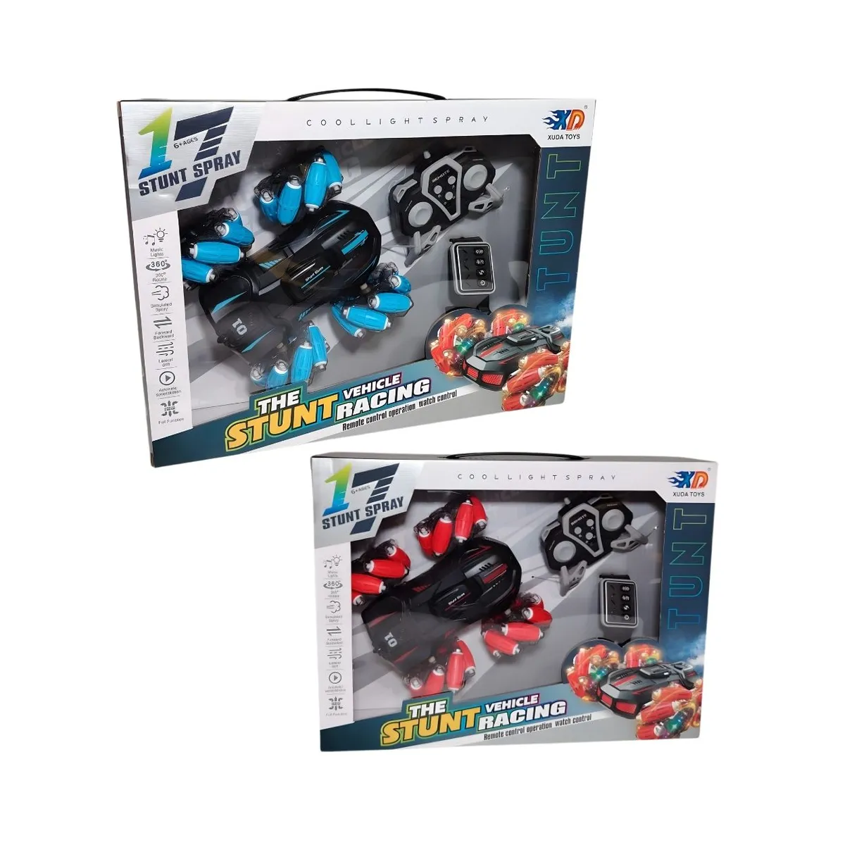 GENERICO - Auto a Control Remoto Acrobático Stunt Spray 360 con Control Reloj y Efecto Nitro