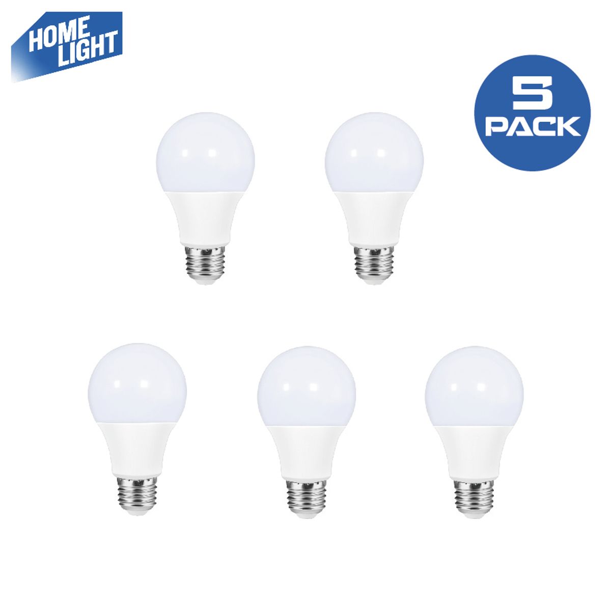 HOME LIGHT - Pack 5 Focos LED 15W Luz Blanca Home light E27 6500K Bajo Consumo