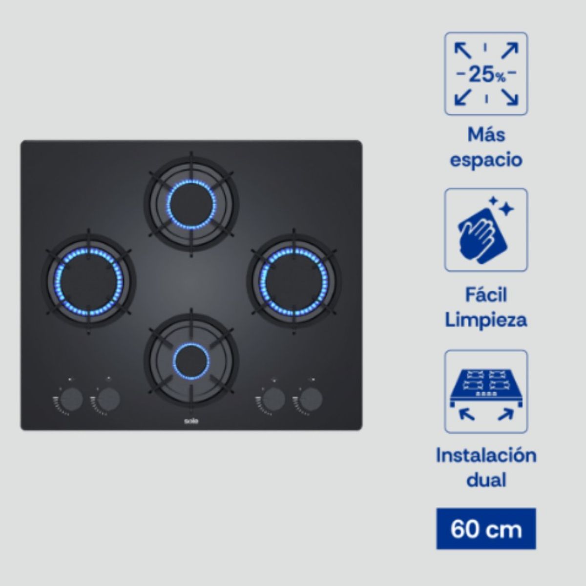 SOLE - Encimera Rubí Sole A Gas 60cm - 3120SOLCO078