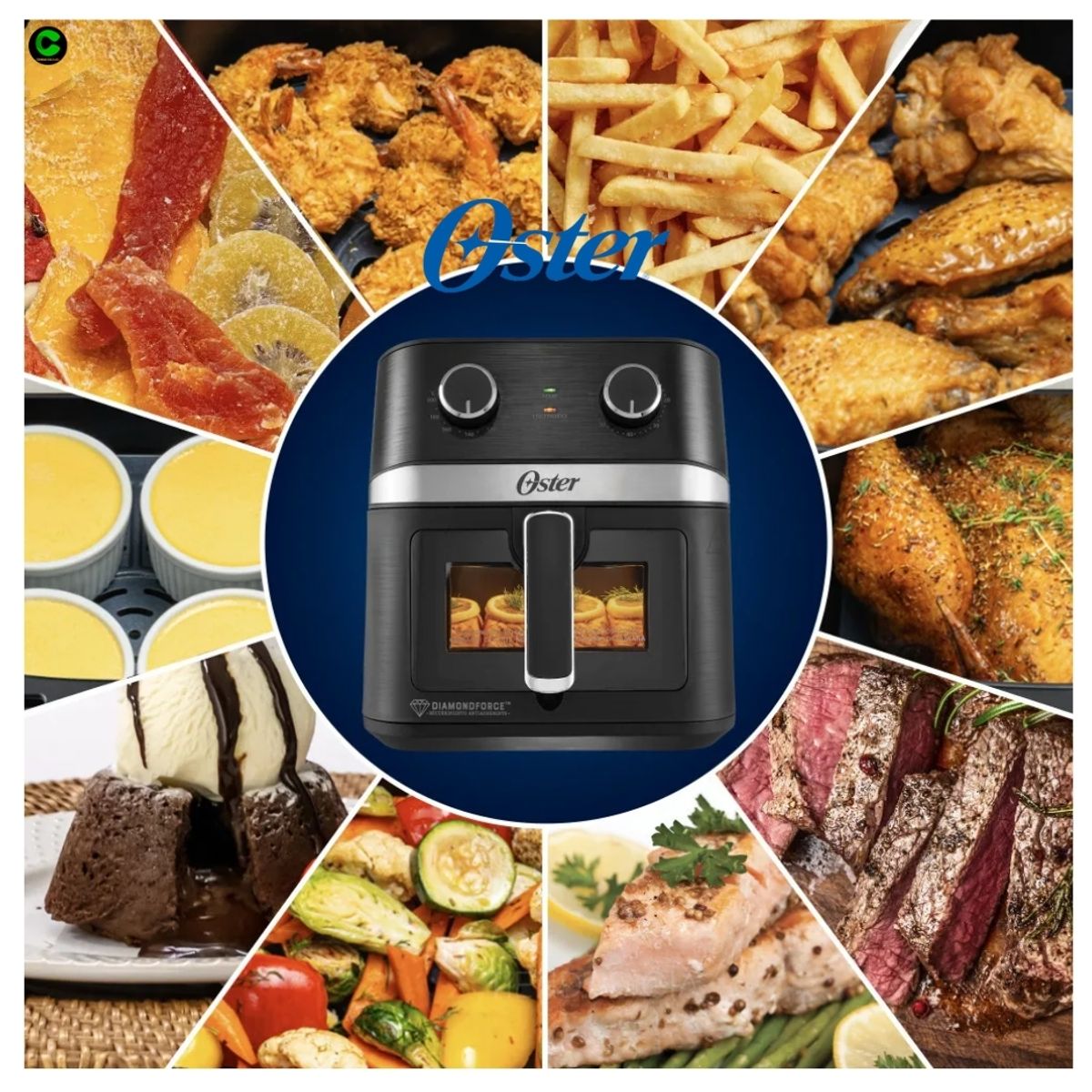 OSTER - Freidora Oster de Aire Manual Recubrimiento DiamondForce 6L CKSTAF60WMDF