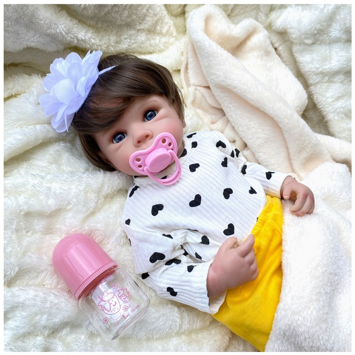 PEQUEÑAS TRAVESURAS - Muñeca Reborn Recién Nacida Betty Vinilo Siliconado 45 cm