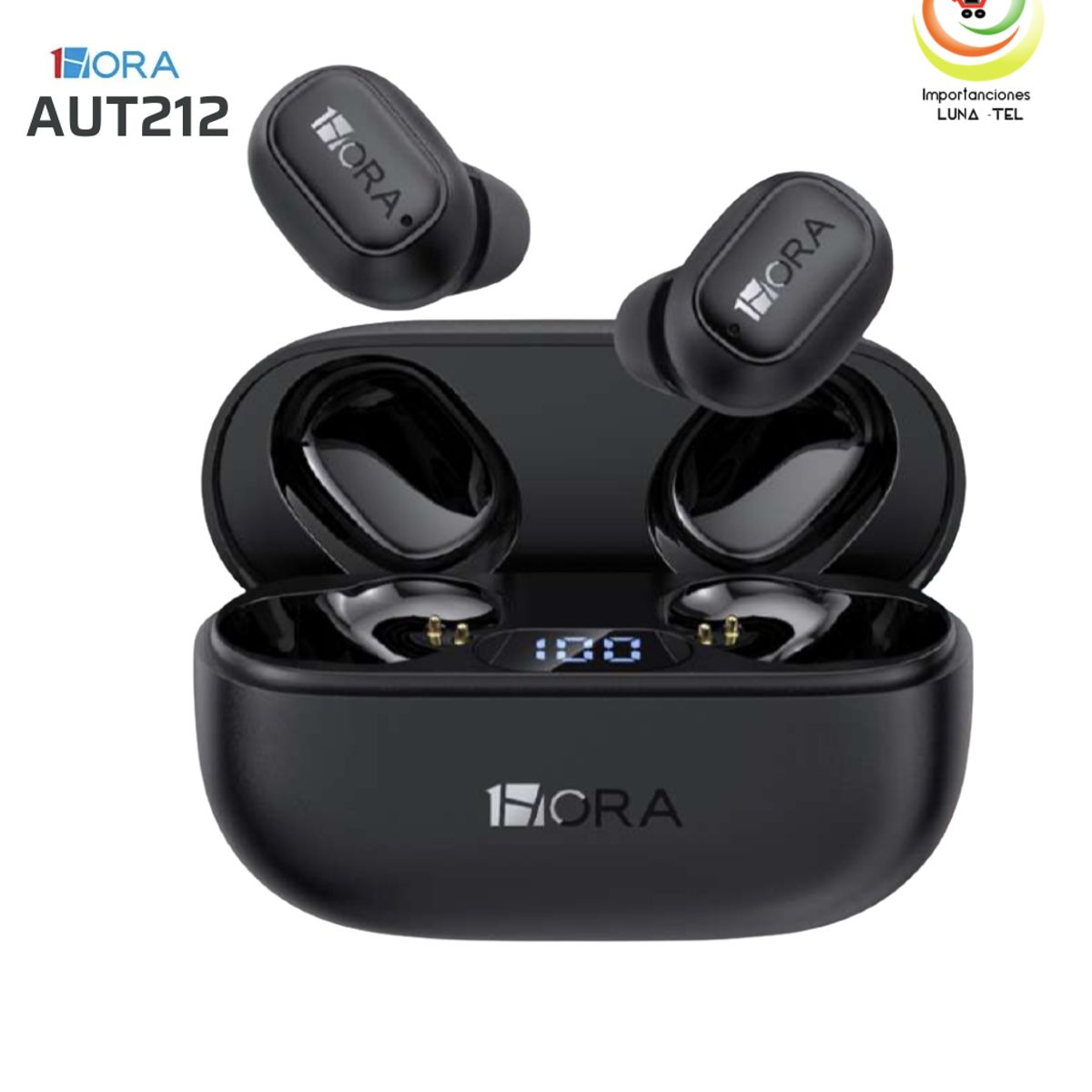 GENERICO - AUDIFONOS BLUETOOTH TWS, MODELO AUT212  NEGRO, MARCA 1HORA