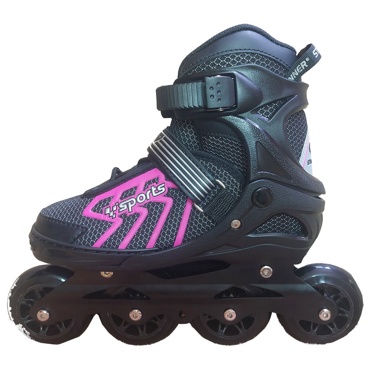 GENERICO - Patin lineal negro con fucsia  talla regulable de 35-36