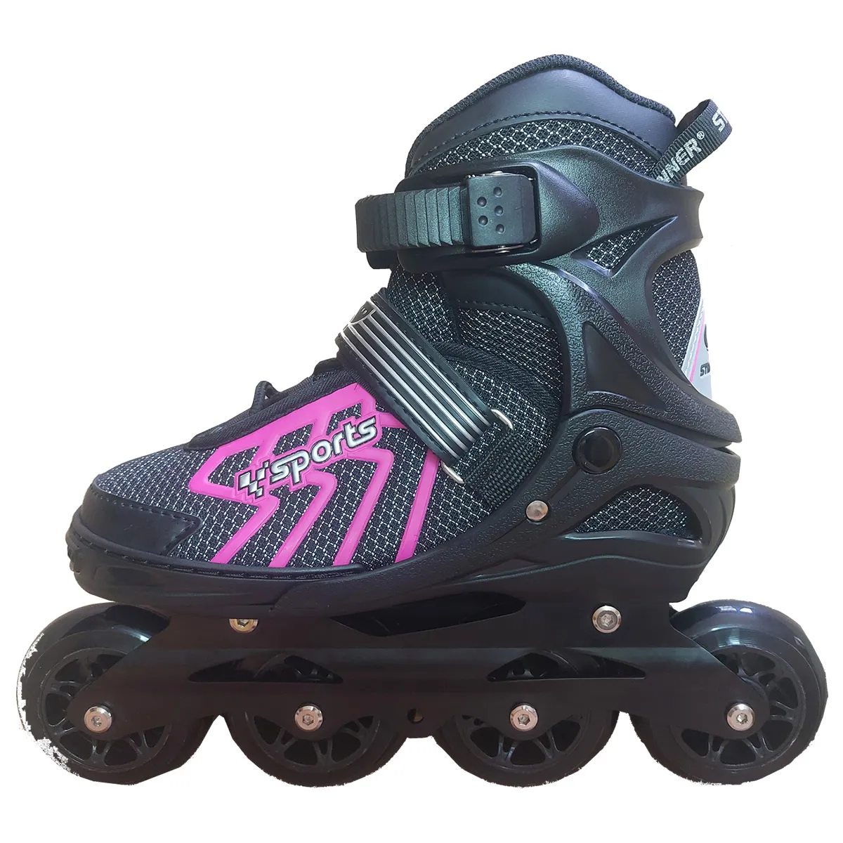 GENERICO - Patin lineal negro con fucsia  talla regulable de 35-36