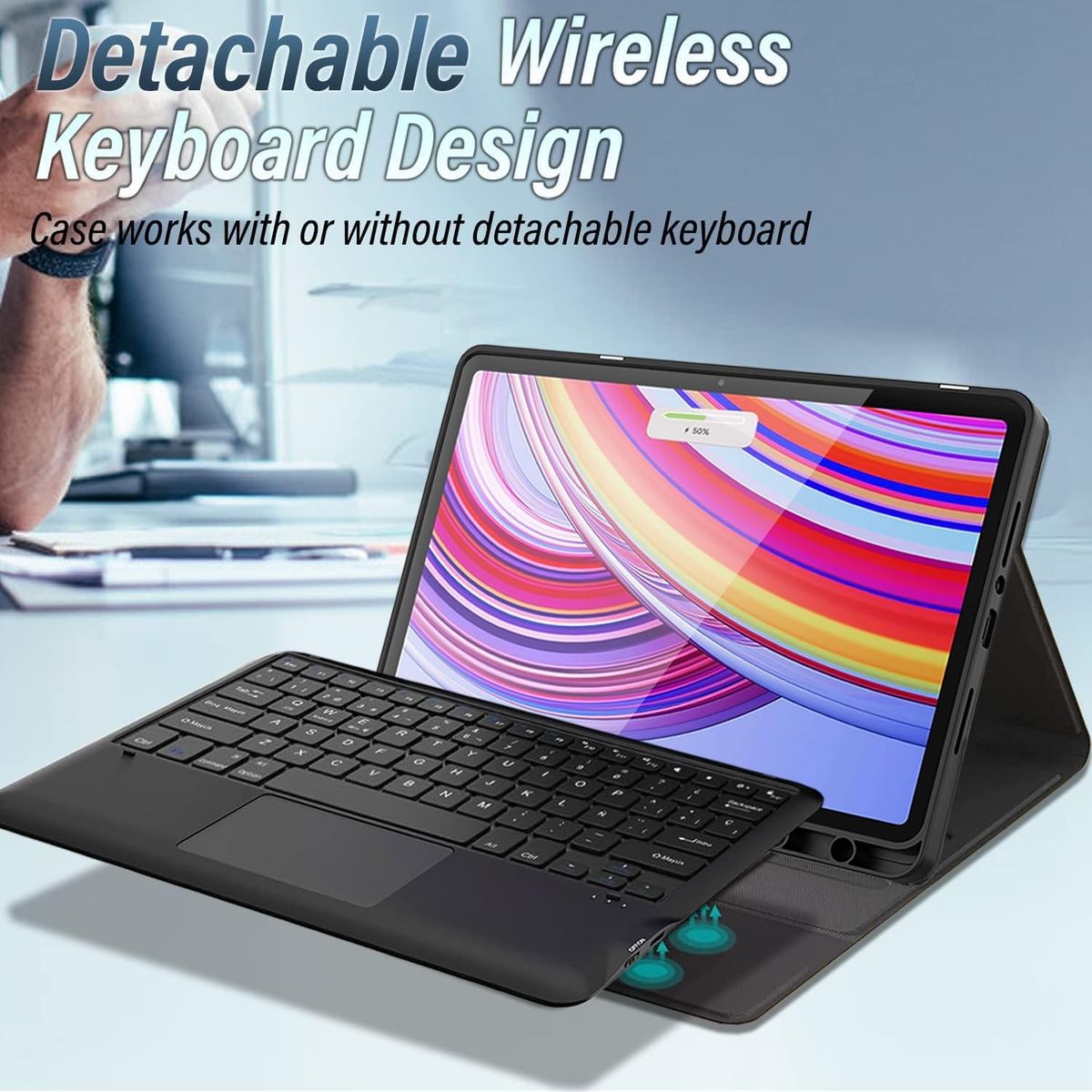 GENERICO - Funda Con Teclado Touchpad Bluetooth Para Redmi Pad Pro 12.1 " - NEGRO