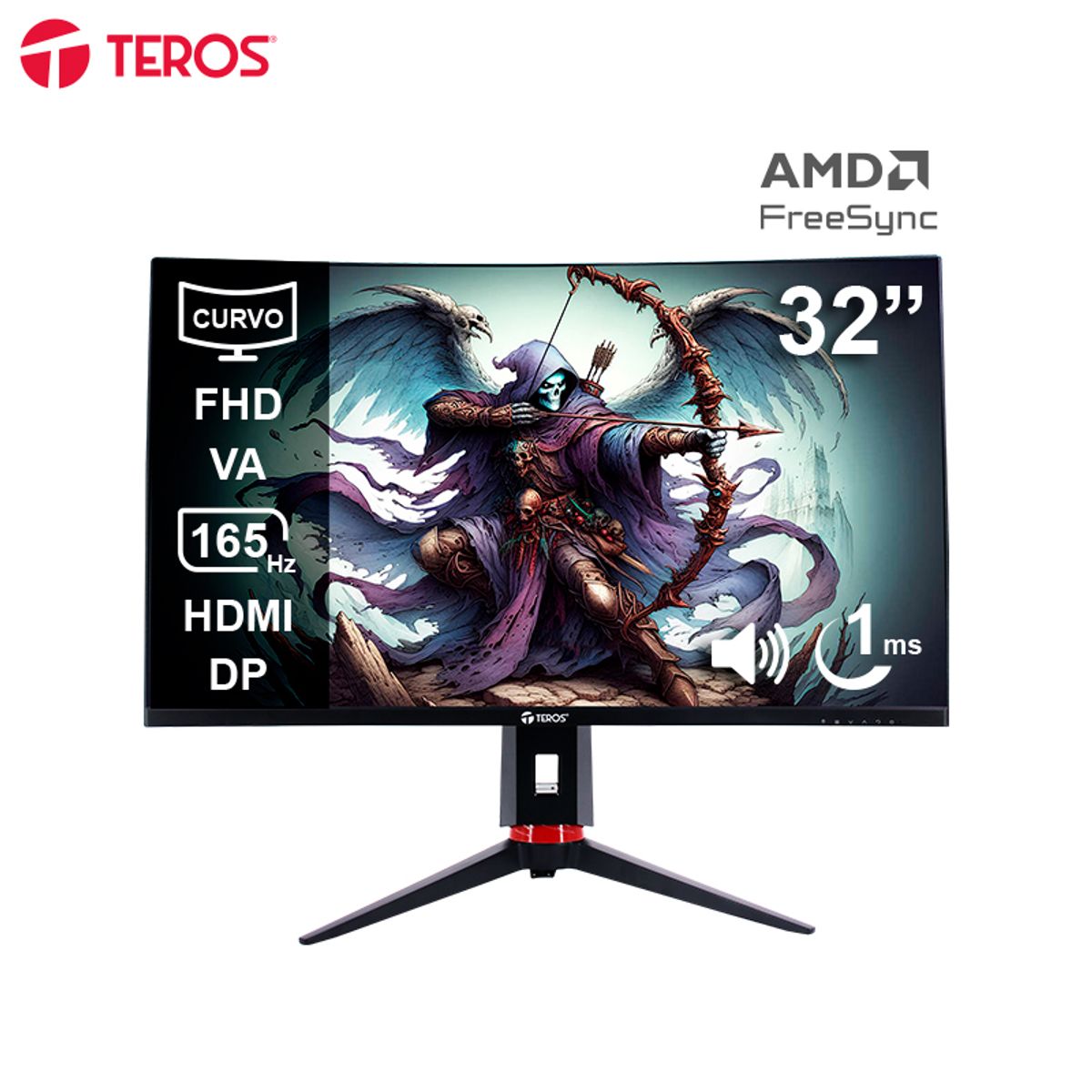 TEROS GAMING - Monitor Curvo Gaming Teros Te-3215G 32"  Fhd Va 165Hz 1Ms Hdmi Dp Audio Out
