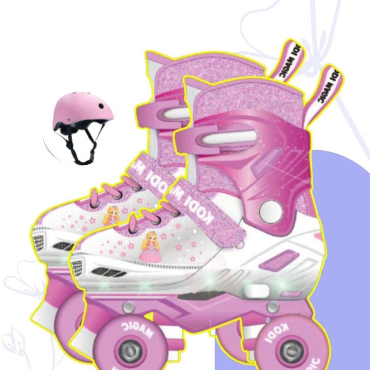 GENERICO - PATINES C/LUCES MAGIC  PRINCESA ROSADO - S (31-34)