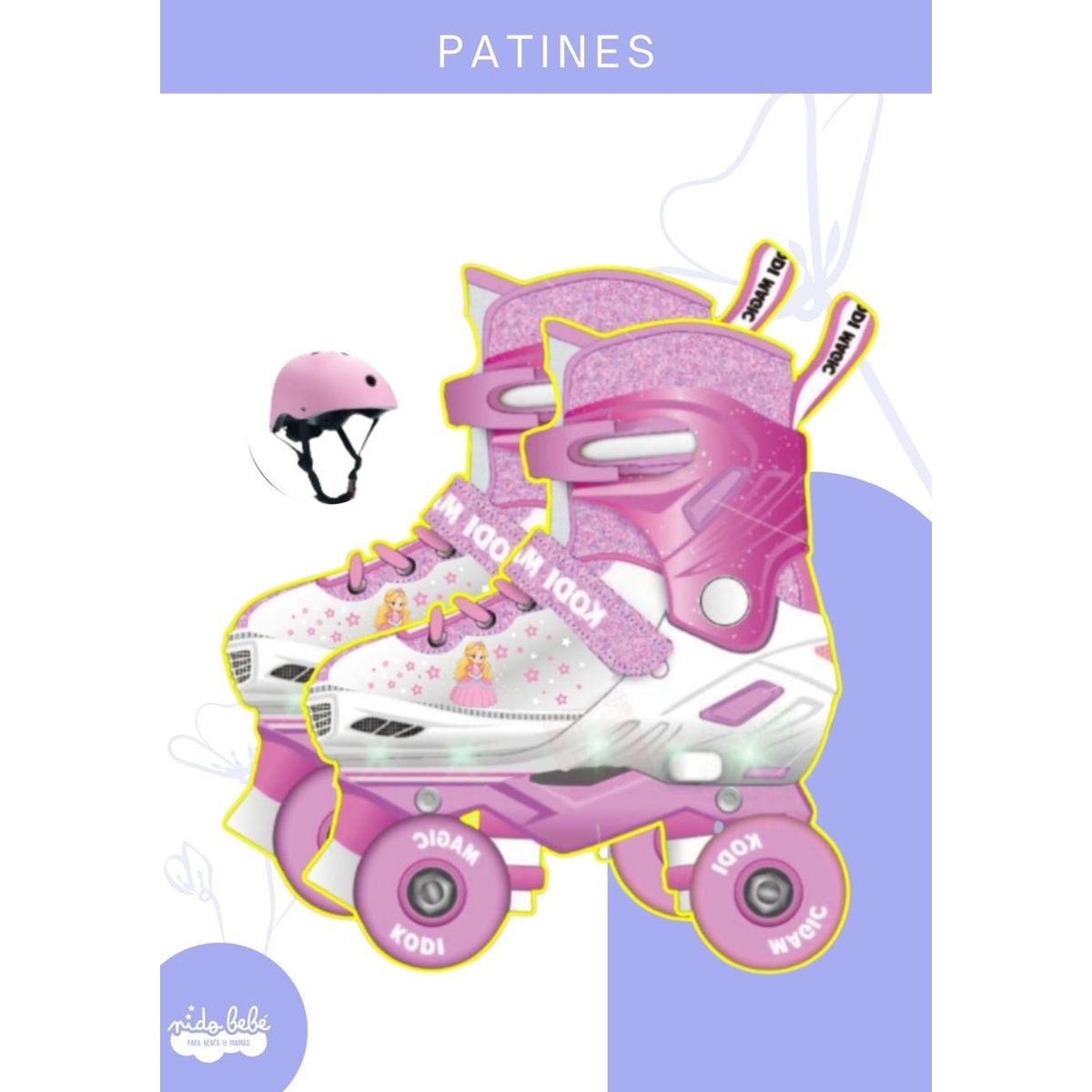 GENERICO - PATINES C/LUCES MAGIC  PRINCESA ROSADO - S (31-34)