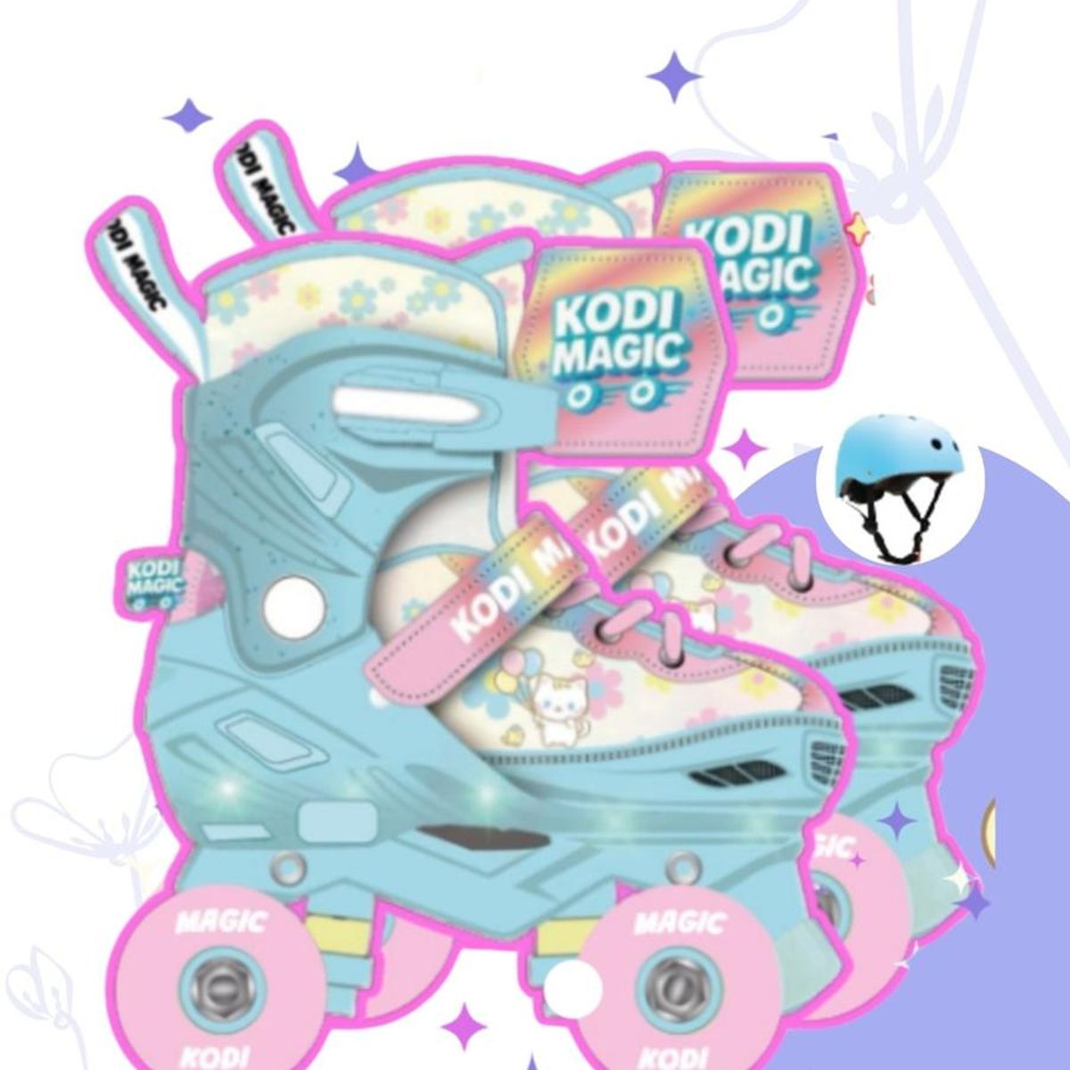 GENERICO - PATINES C/LUCES MAGIC  GATO CELESTE - S (31-34)