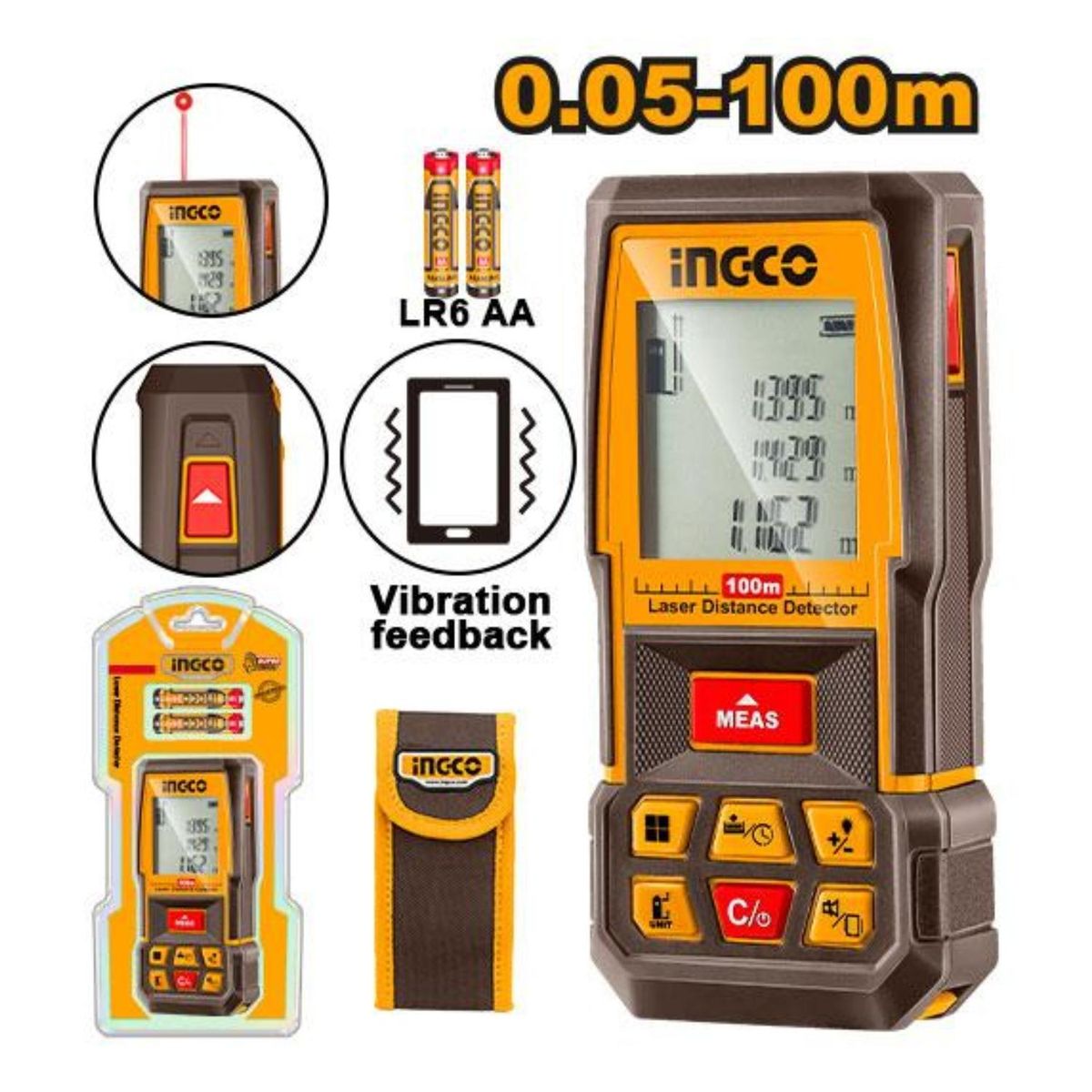 INGCO TOOLS - Medidor laser de distancia 100 metros Ingco