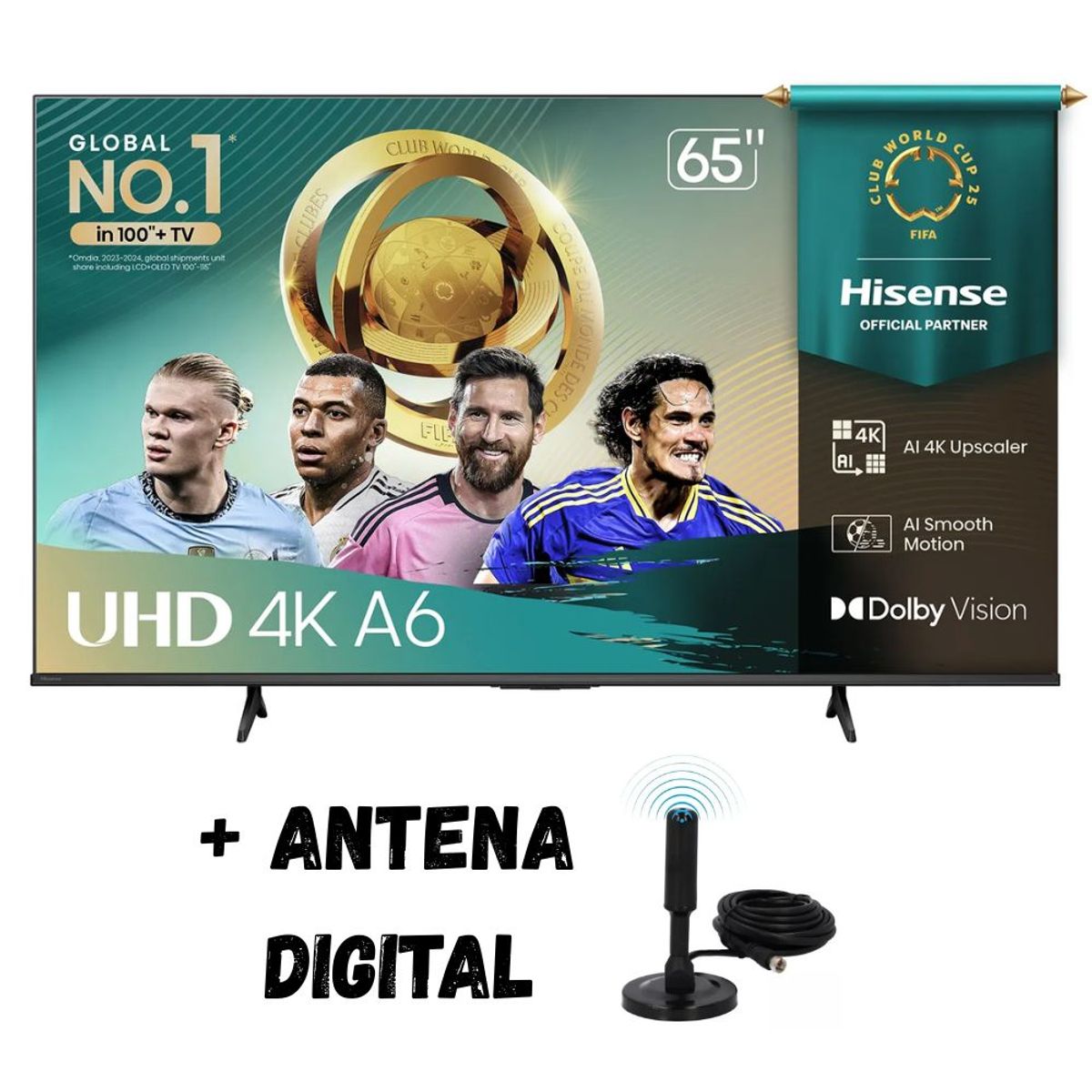 HISENSE - Televisor Hisense 65'' VIDAA UHD 4K 65A6NV 2025 + Ant