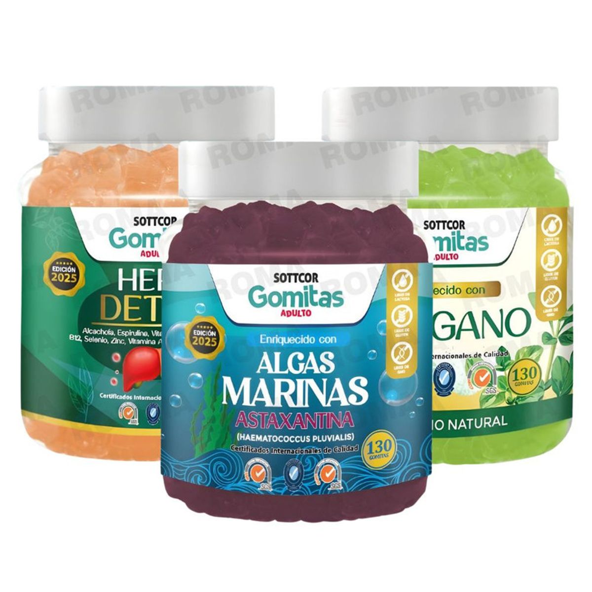 GENERICO - PACK 3 GOMITAS HEPA DETOX + ORÉGANO + ALGAS MARINAS SOTTCORLABS