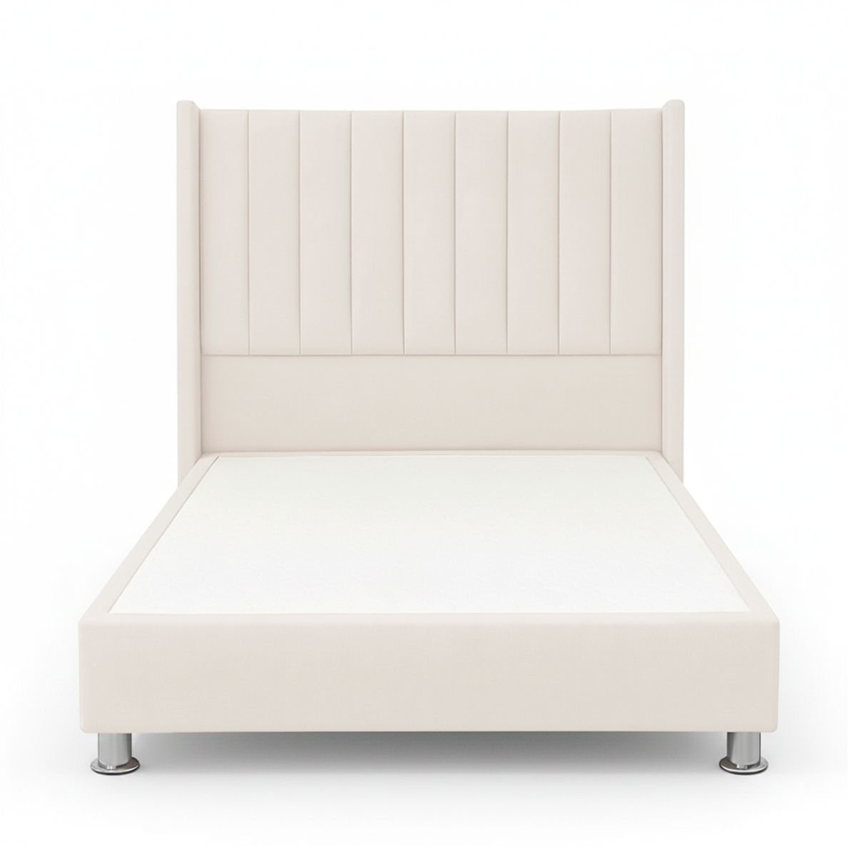 GENERICO - Cama Tapizada Confort Lineal Cromo Ivory 1.5 Plz