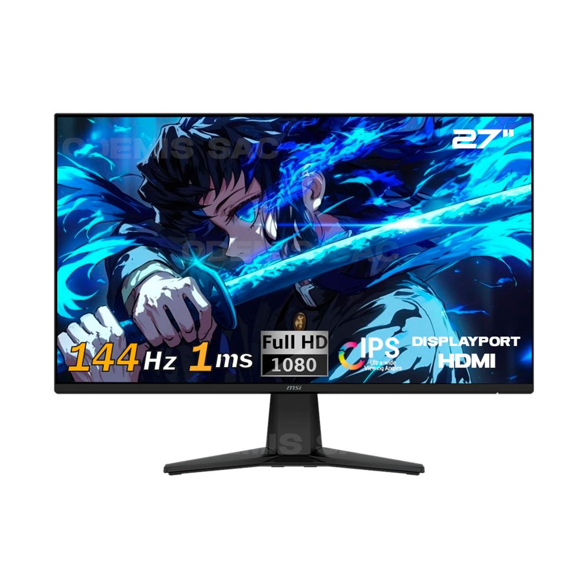 MSI - Monitor Plano Gaming MSI G275L E14, 27" FHD IPS, 144 Hz, 1 MS, HDMI, DP, Color Negro