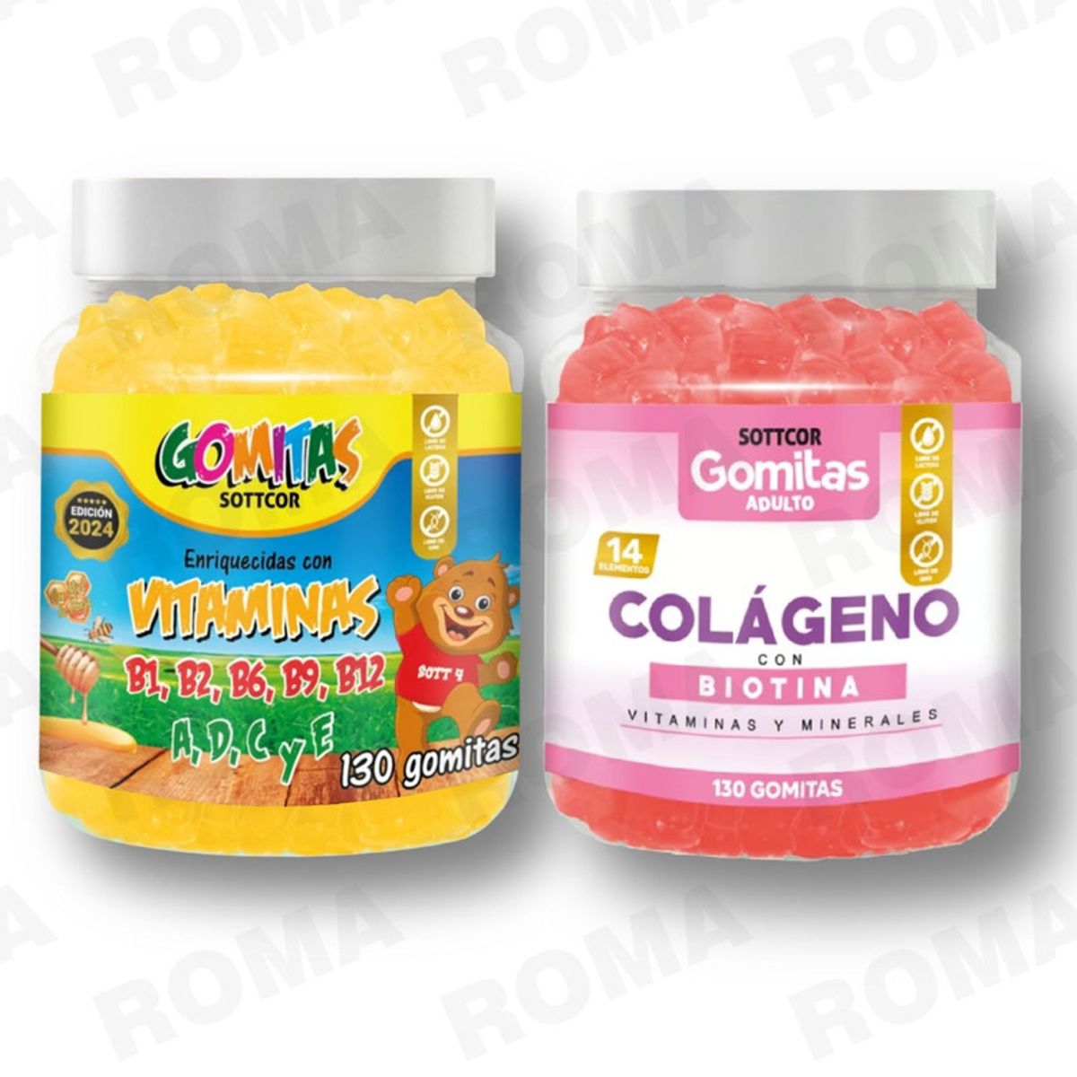 GENERICO - PACK 2 GOMITAS VITAMINAS NIÑOS + COLAGENO ADULTOS 1SOTTCORLABS