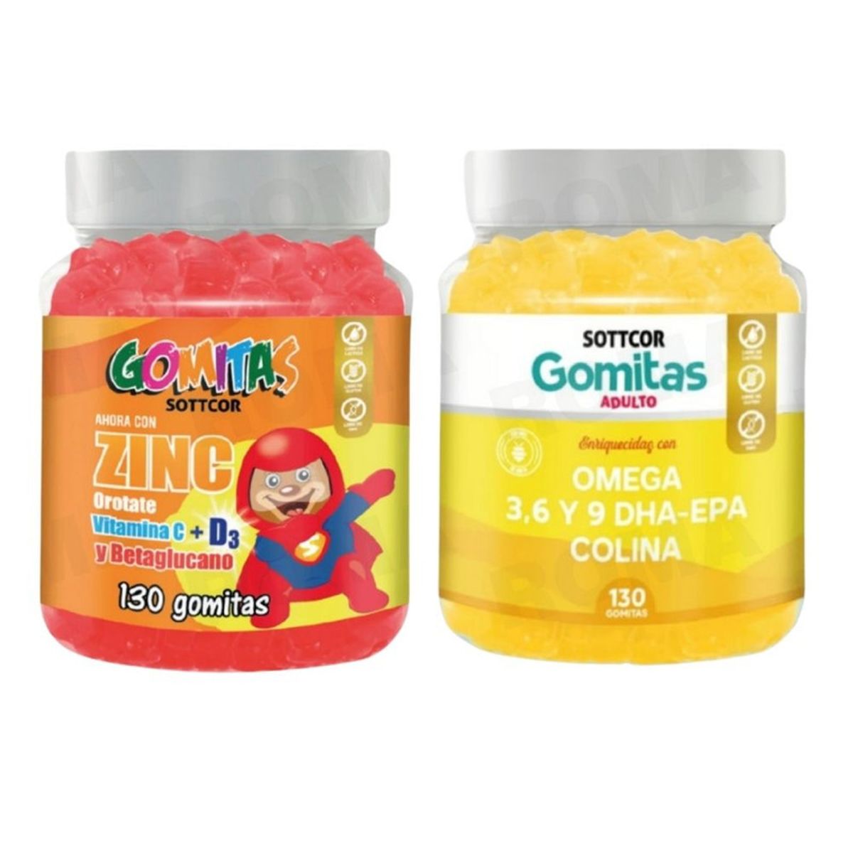 GENERICO - PACK 2 GOMITAS ZINC OROTATE NIÑOS + GOMITAS OMEGA 3 SOTTCORLABS