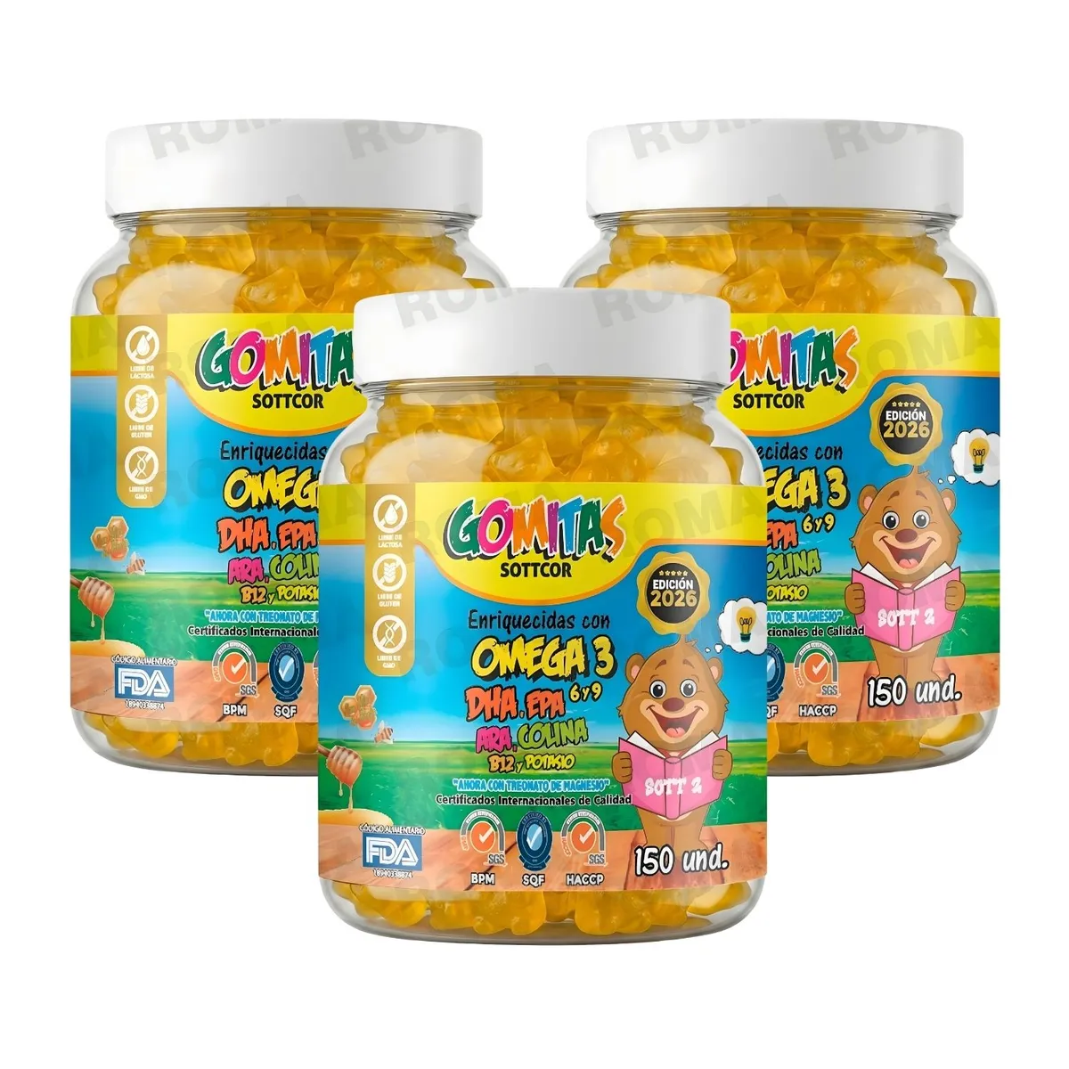 GENERICO - PACK 3 GOMITAS OMEGA 3 NIÑOS 450 UND  SOTTCOR LABS
