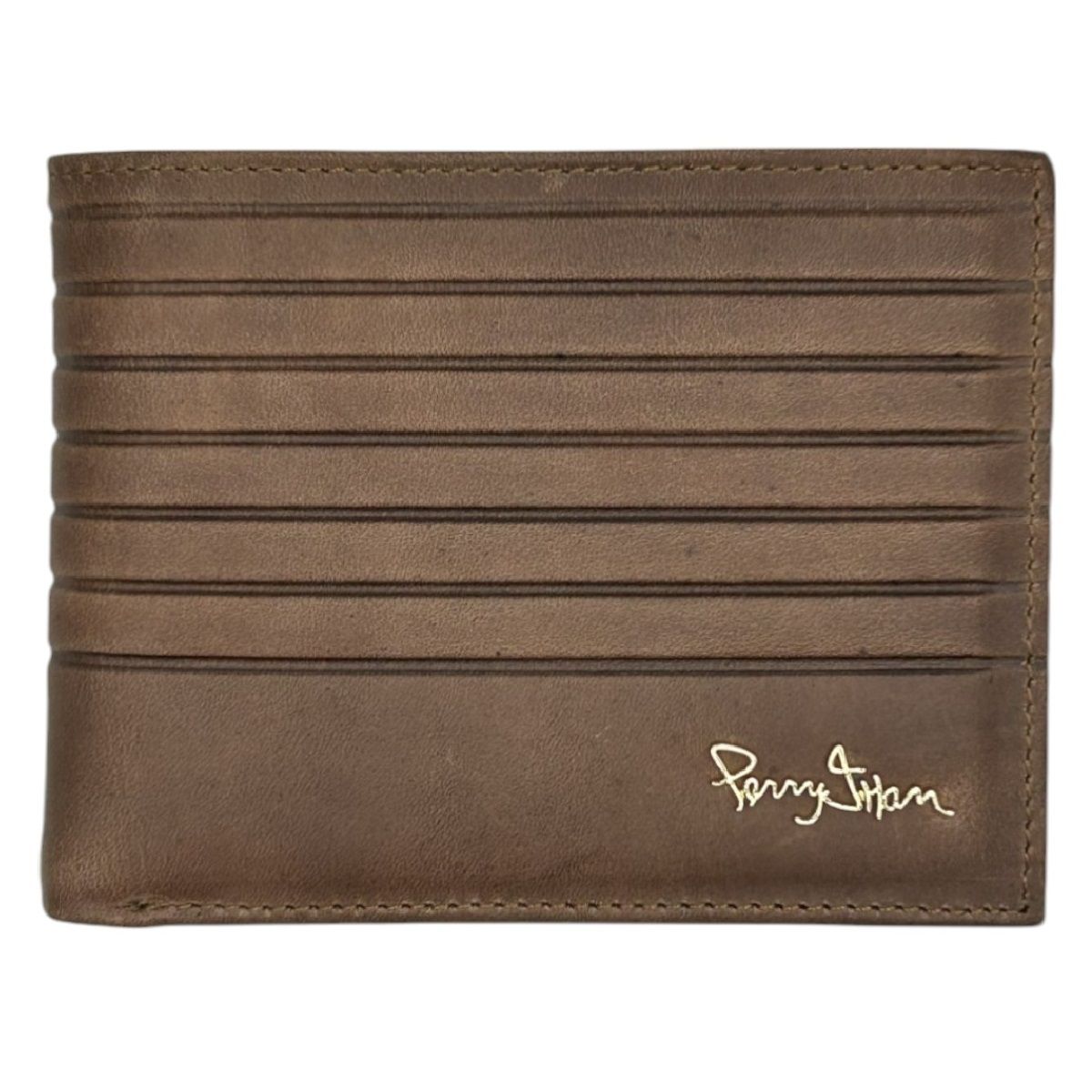 PERRY JHAN - Billetera para hombre 100% Cuero 4056 Acanalada con Sencillera