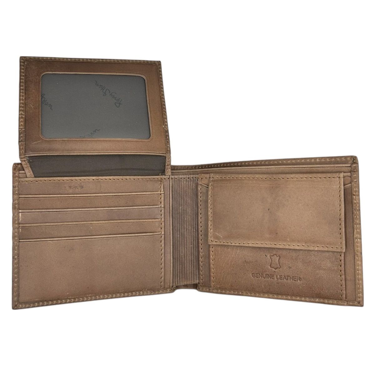 PERRY JHAN - Billetera para hombre 100% Cuero 4056 Acanalada con Sencillera