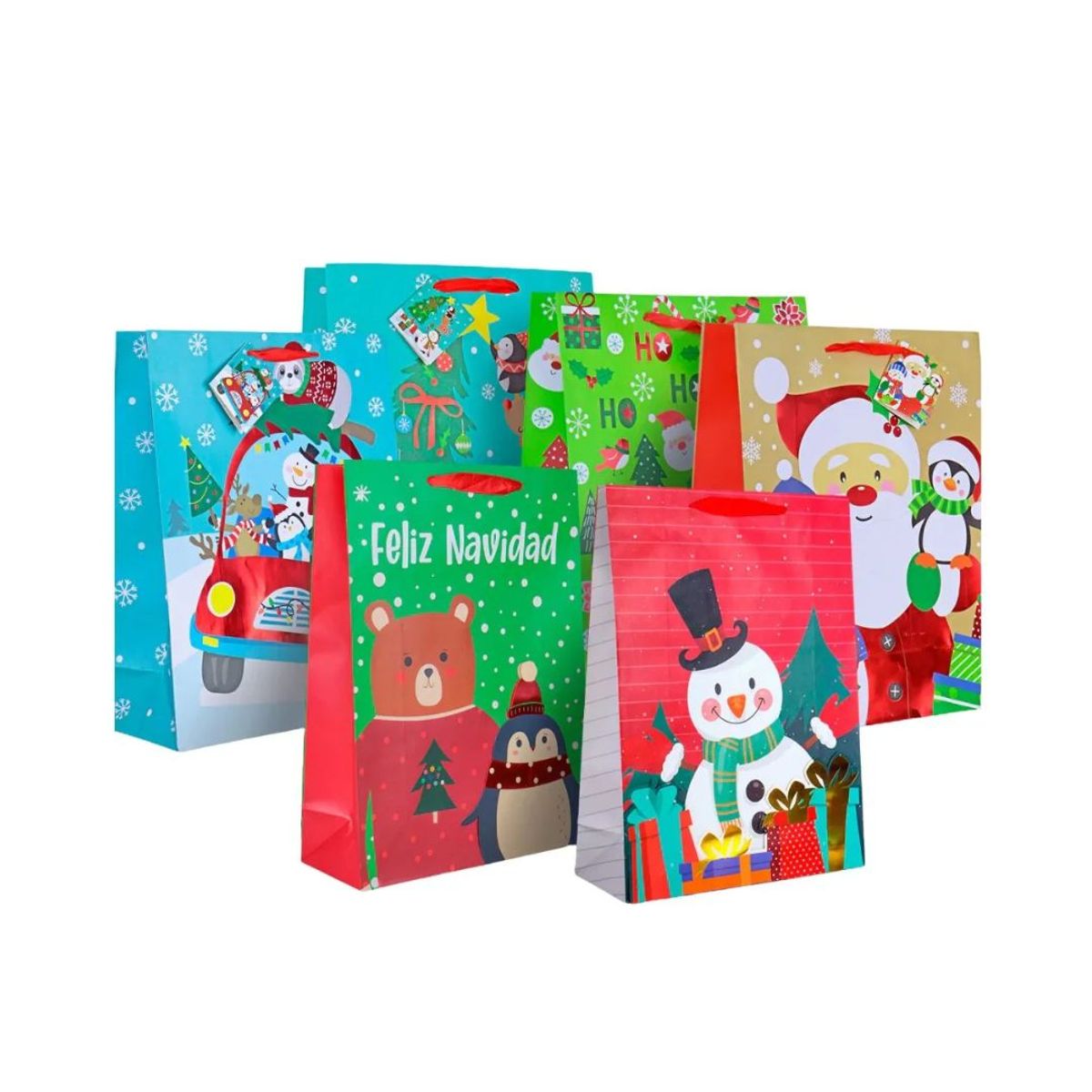 GENERICO - bolsa de regalo navideña 28*41 pack de 6