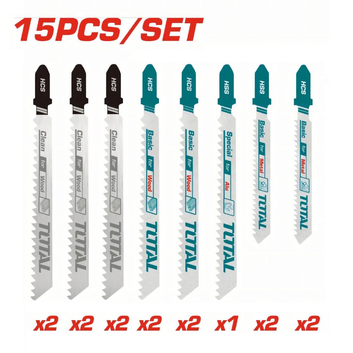 TOTAL TOOLS - Set De 15 Hojas Para Sierra Caladora Total - TAC1501