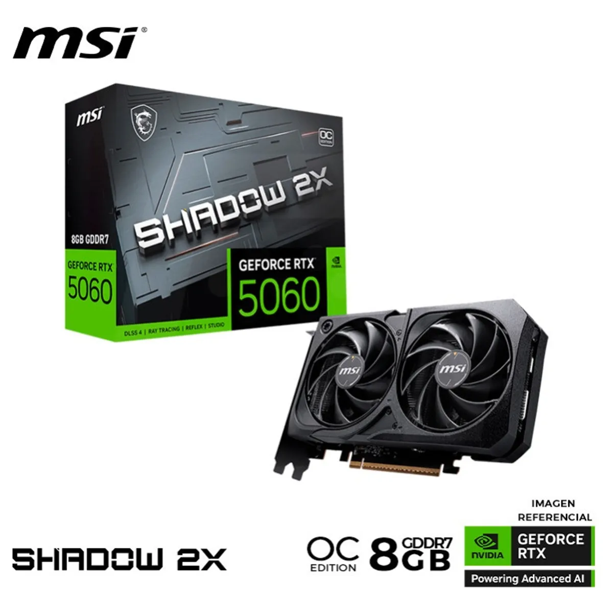 Msi - Tarjeta Grafica NVIDIA RTX5060 MSI SHADOW 2X 8GB OC GDDR7