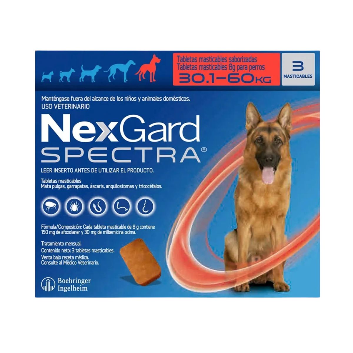 NEXGARD - Antipulgas Nexgard Spectra Perros Gigantes 30 - 60 Kg X3 Tabletas
