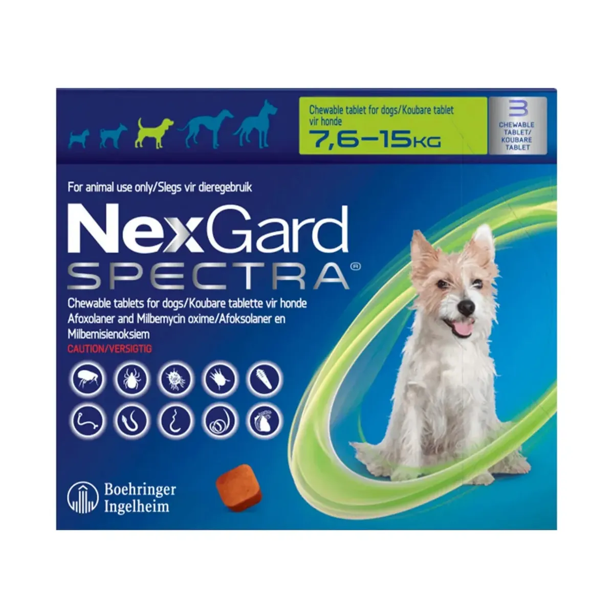NEXGARD - Antipulgas Nexgard Spectra Perros Medianos 7.6 - 15 Kg X3 Tabletas