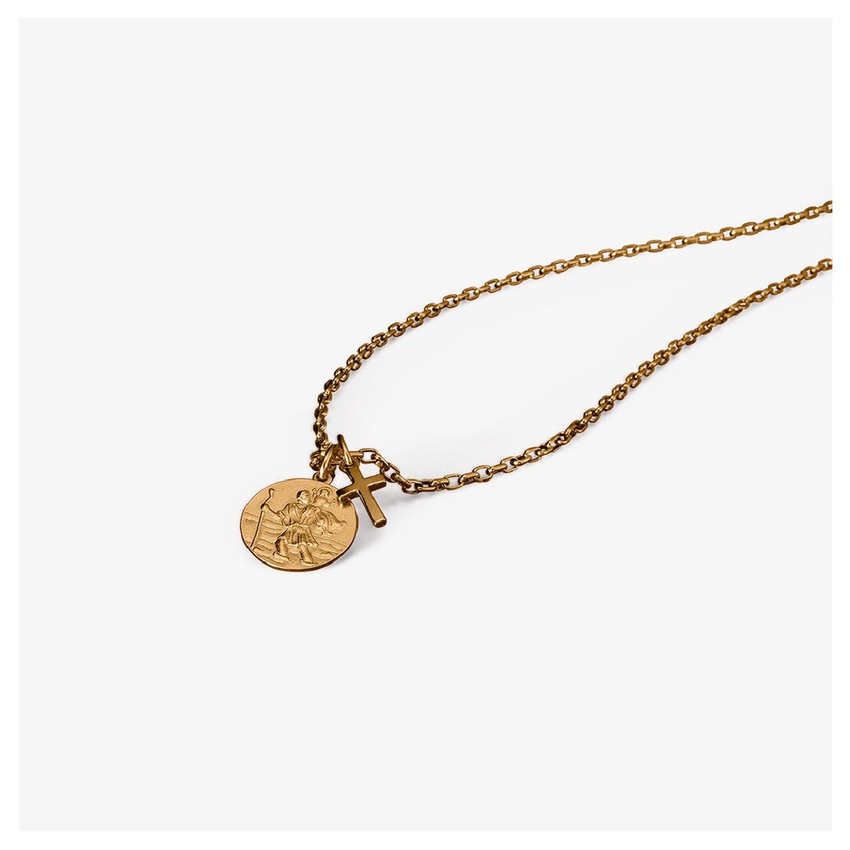 YANBAL - Cadena Collar SAN CRISTOBAL DORE para Hombre Bañado en Oro