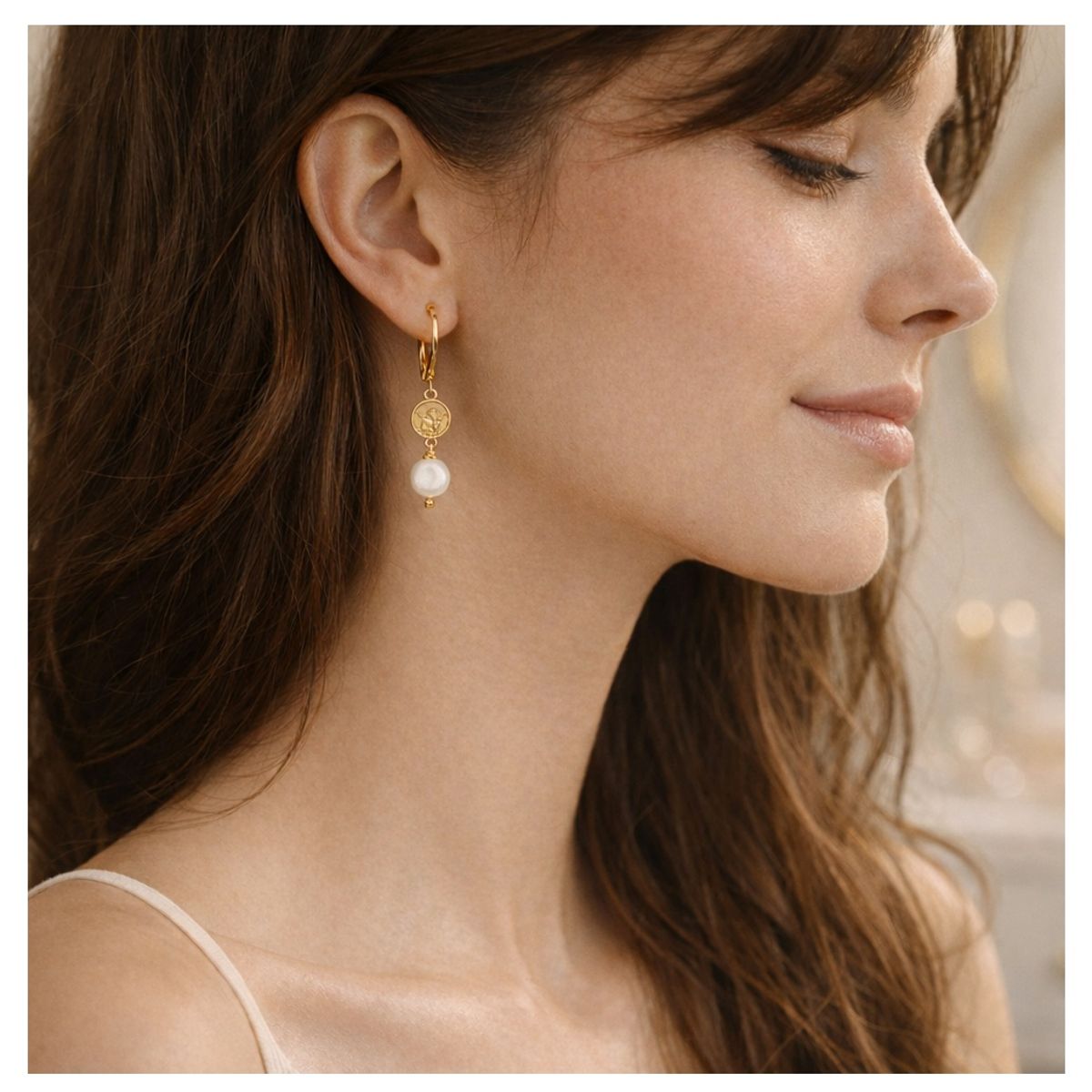 YANBAL - Hermosos Aretes Milagros Perle con Detalle de Angelitos y perlas